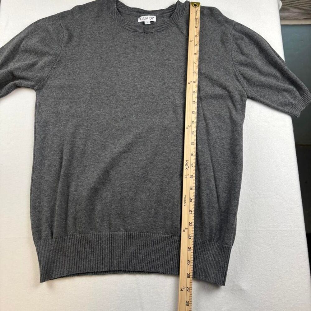 DAIMIDY Gray Short Sleeve Sweater Women’s Size L Lightweight Knit Top - Picture 5 of 6